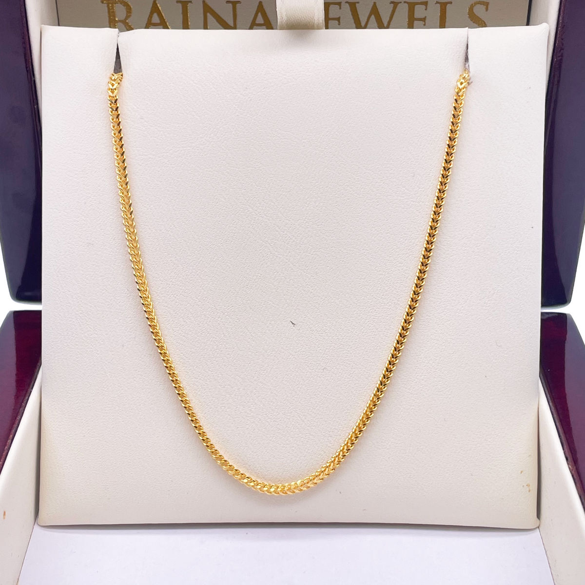 22 Karat Gelbgold Massive Fuchsschwanzkette Halskette 45,7 cm 1,6 mm Breite