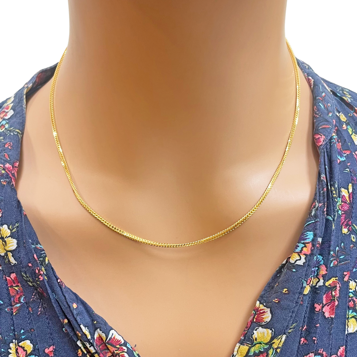 22 Karat Gelbgold Massive Fuchsschwanzkette Halskette 45,7 cm 1,6 mm Breite