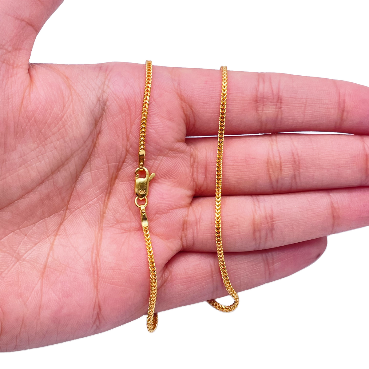 22 Karat Gelbgold Massive Fuchsschwanzkette Halskette 45,7 cm 1,6 mm Breite