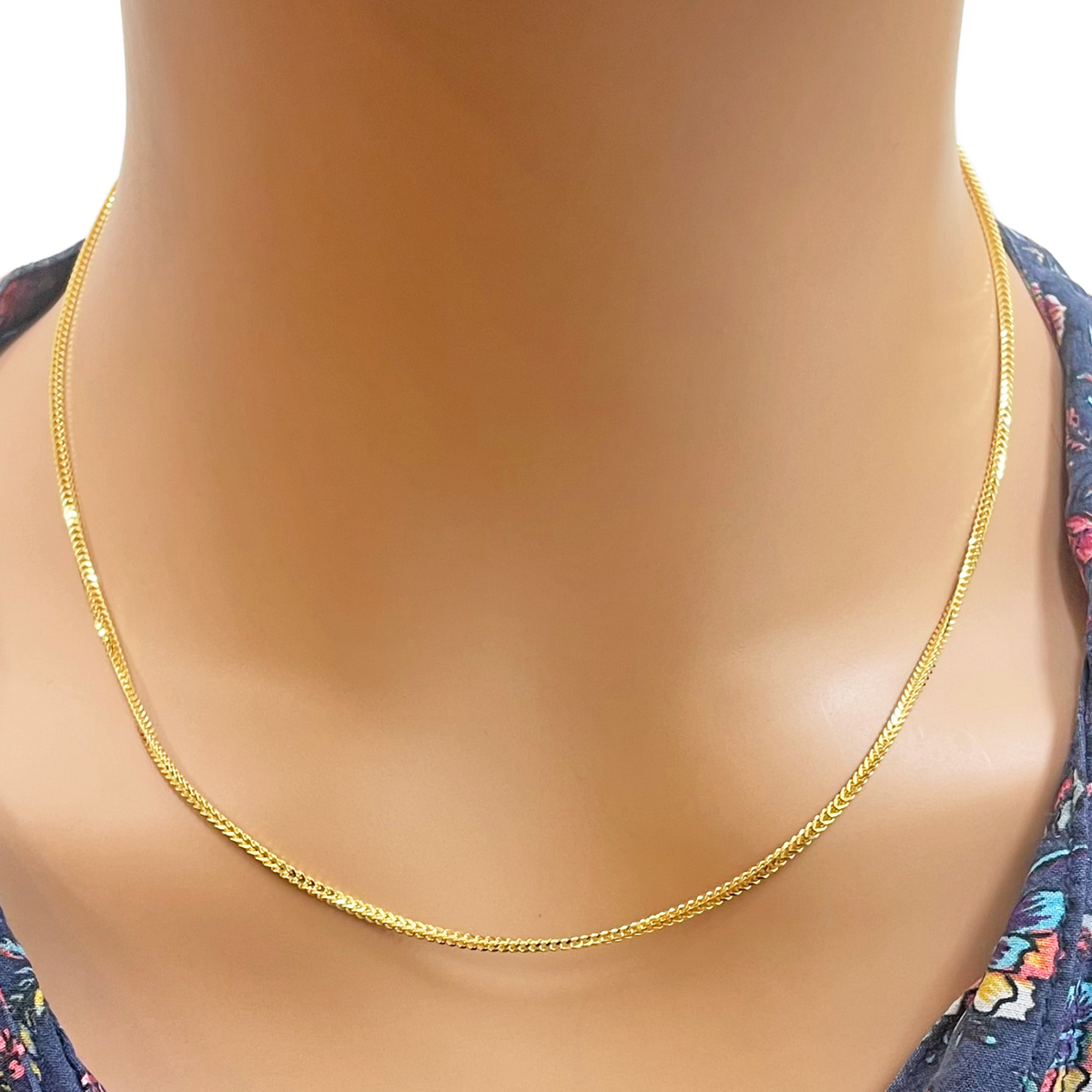 22 Karat Gelbgold Massive Fuchsschwanzkette Halskette 45,7 cm 1,6 mm Breite