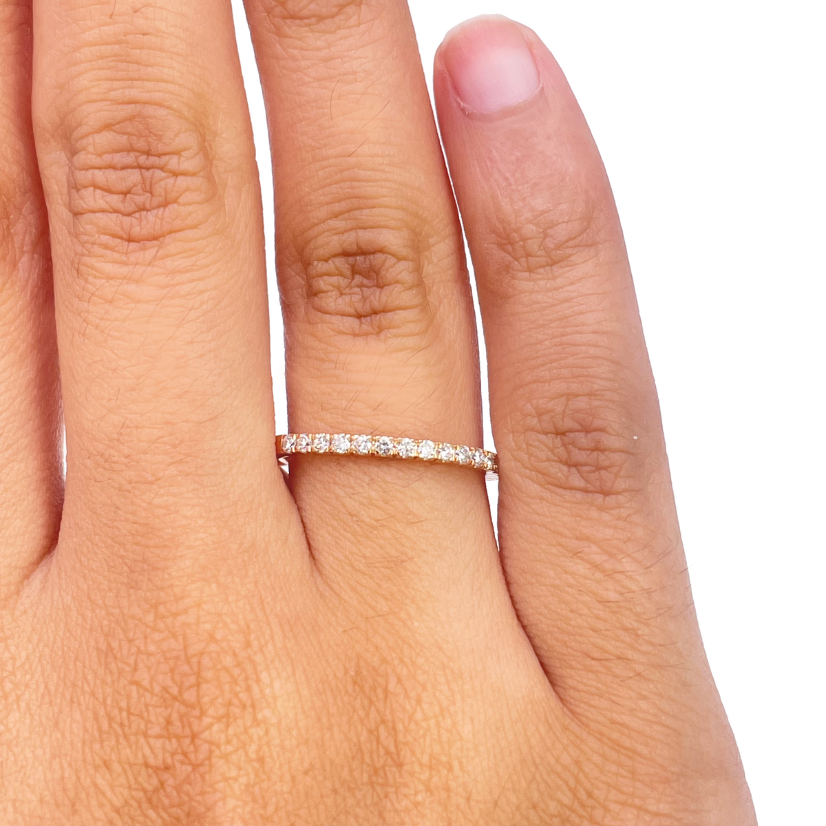 18ct Rose Gold Natural Diamond Half Eternity Ring Claw Set 0.26ct