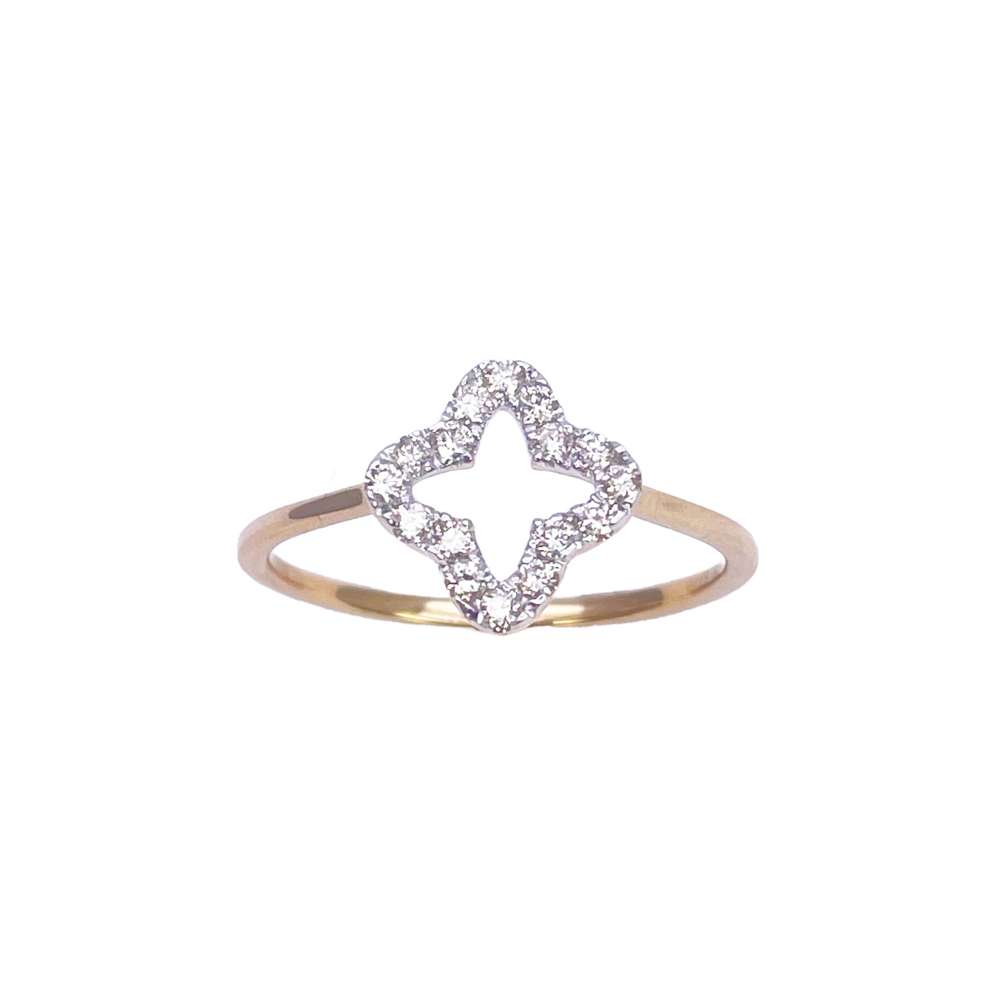 Ring aus 18 Karat Gelbgold mit Diamanten, Klee-/Blumenform, 0,18 Karat