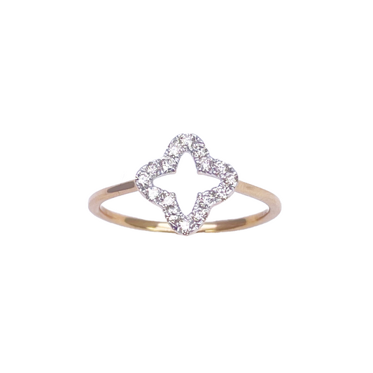 Ring aus 18 Karat Gelbgold mit Diamanten, Klee-/Blumenform, 0,18 Karat