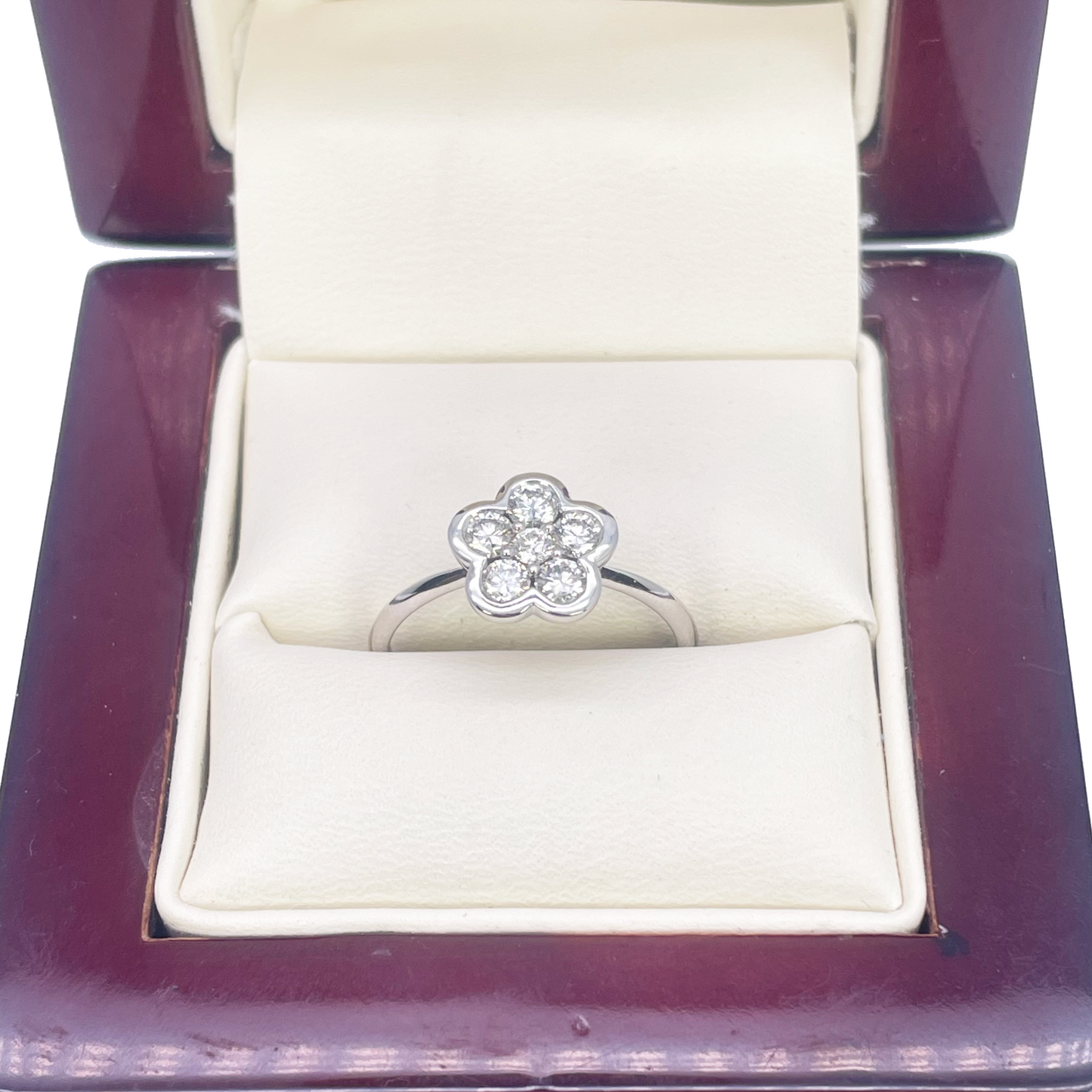 18 Karat Weißgold Eleganter Blumen-Diamantring 0,46ct