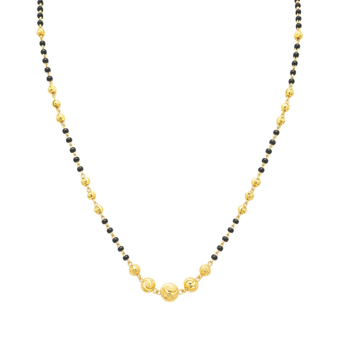 22 Karat Gelbgold Diamantgeschliffene Perlen-Mangalsutra-Halskette 18,5