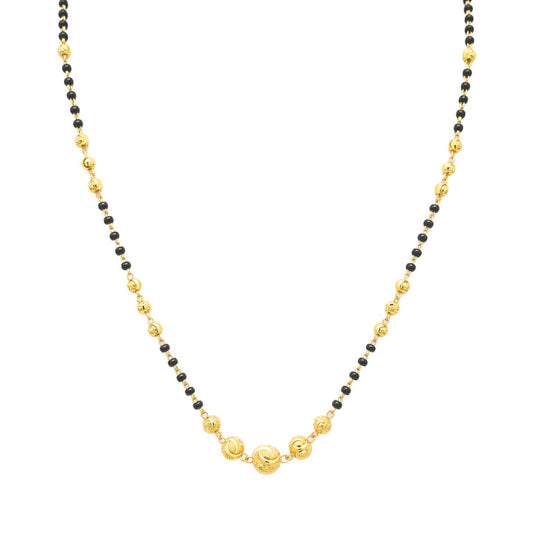 22 Karat Gelbgold Diamantgeschliffene Perlen-Mangalsutra-Halskette 18,5