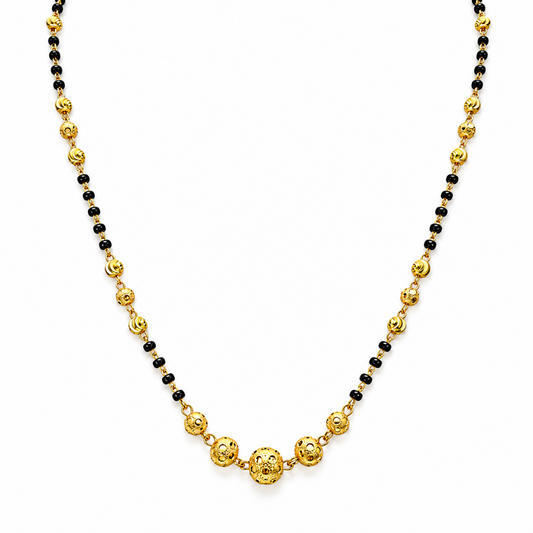 22 Karat Gelbgold Diamantgeschliffene Perlen-Mangalsutra-Halskette 47 cm