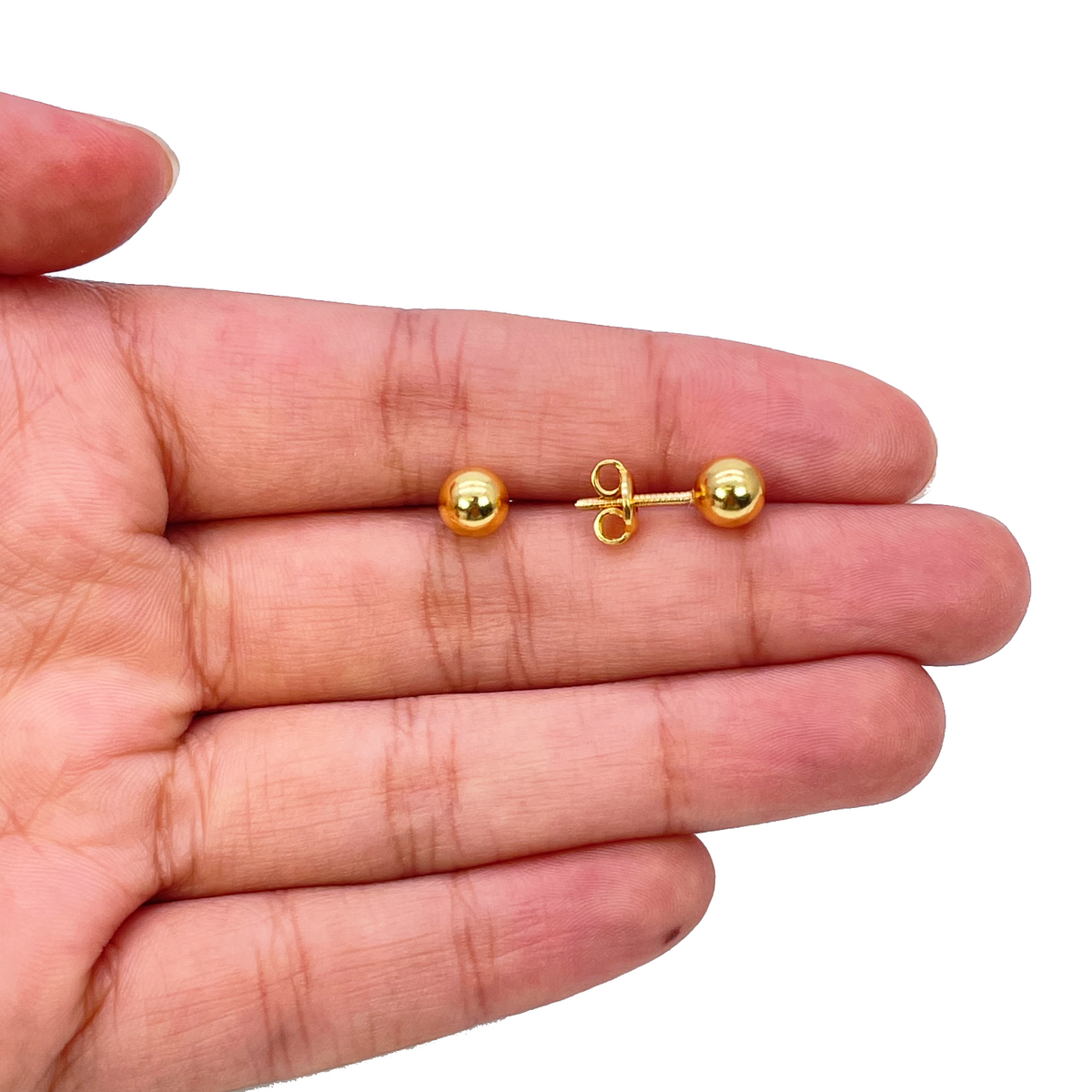 Ohrstecker 5 mm Kugel, hochglanzpoliert, 22 Karat Gelbgold