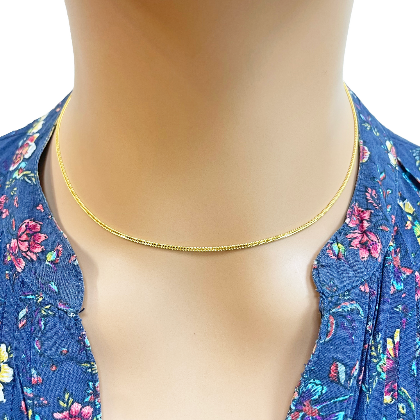 22 Karat Gelbgold Massive Fuchsschwanzkette Halskette 40,64 cm 1,2 mm Breite