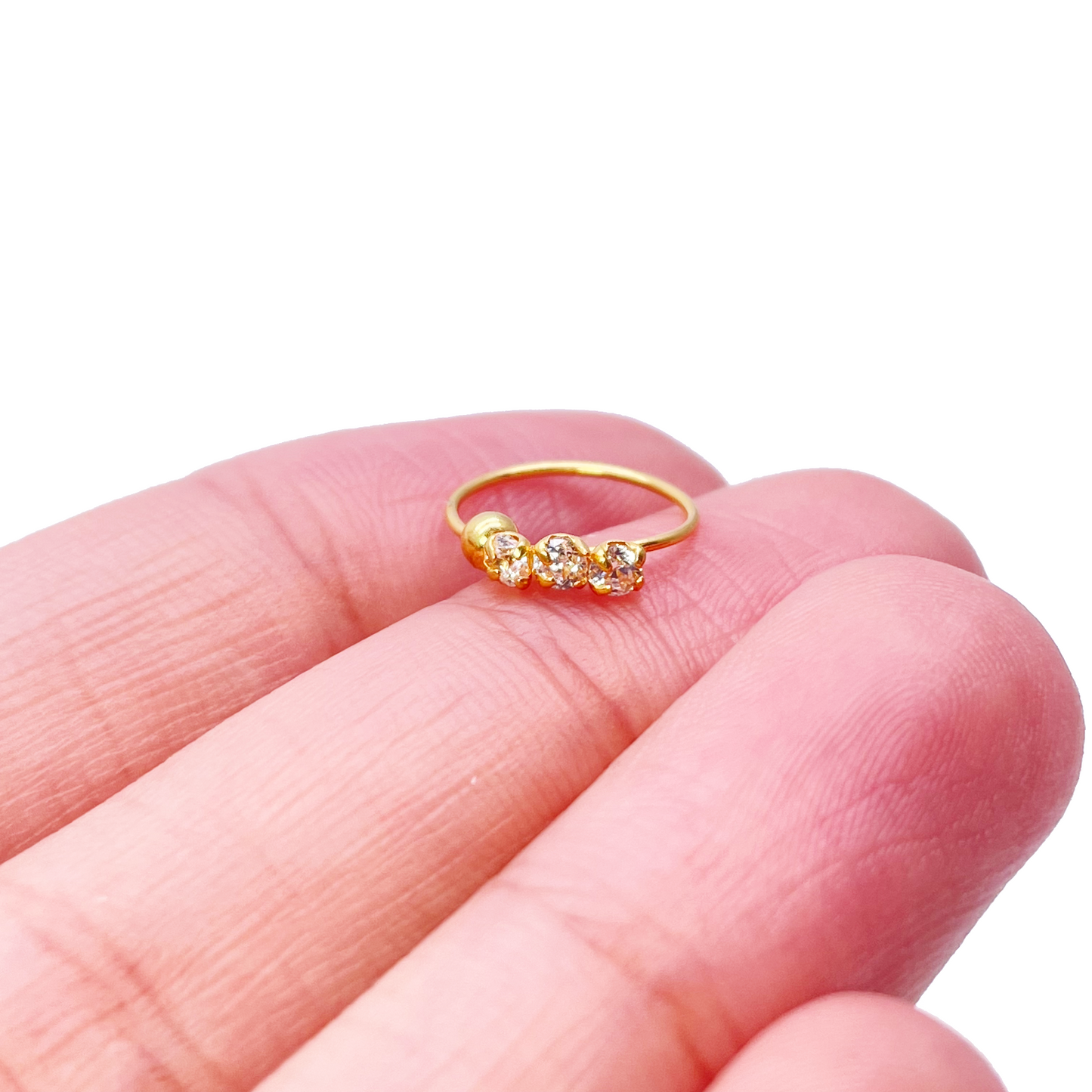 22 Karat Gelbgold Wunderschöner kleiner Creolen-Nasenring 8,4 mm Durchmesser