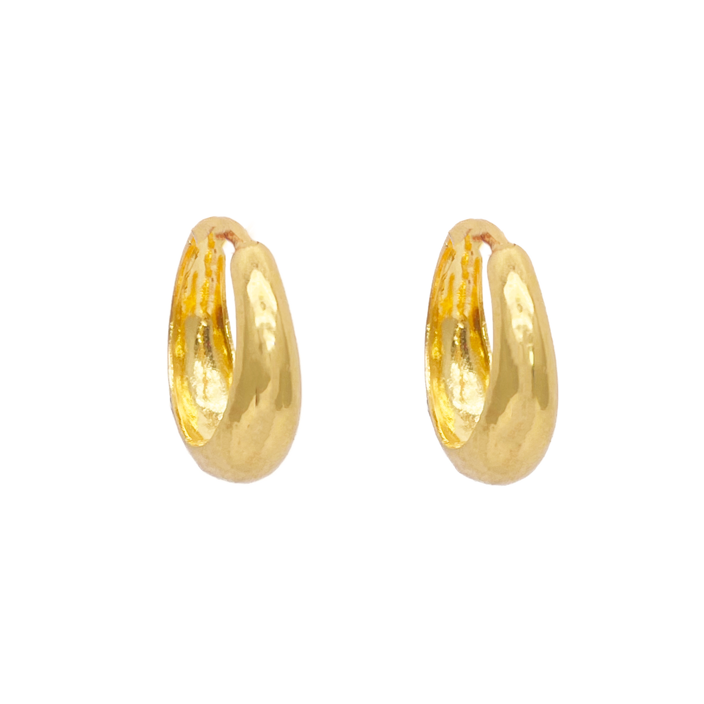 18 Karat Gelbgold, hochglanzpolierte gewölbte Creolen/Ohrringe, 10,8 mm Durchmesser