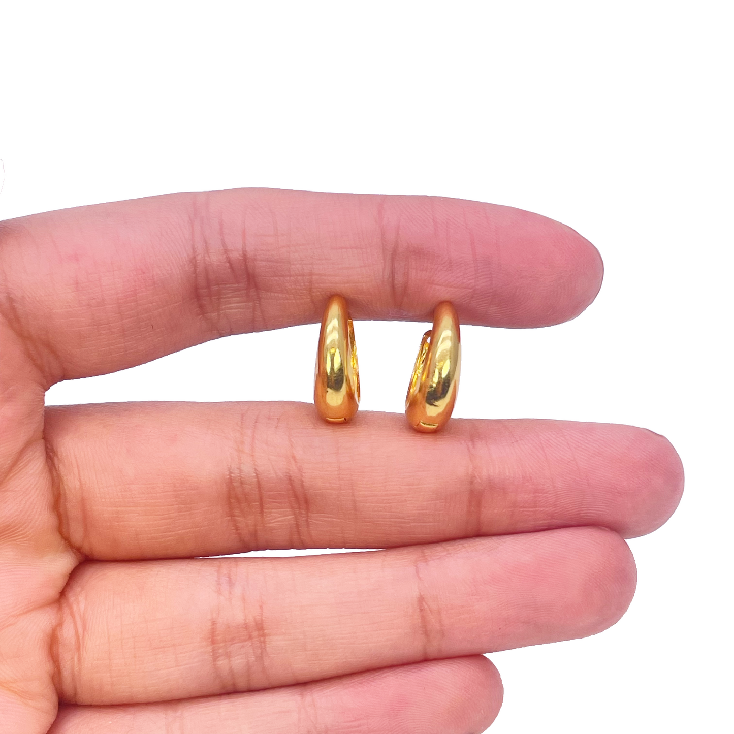 18 Karat Gelbgold, hochglanzpolierte gewölbte Creolen/Ohrringe, 10,8 mm Durchmesser