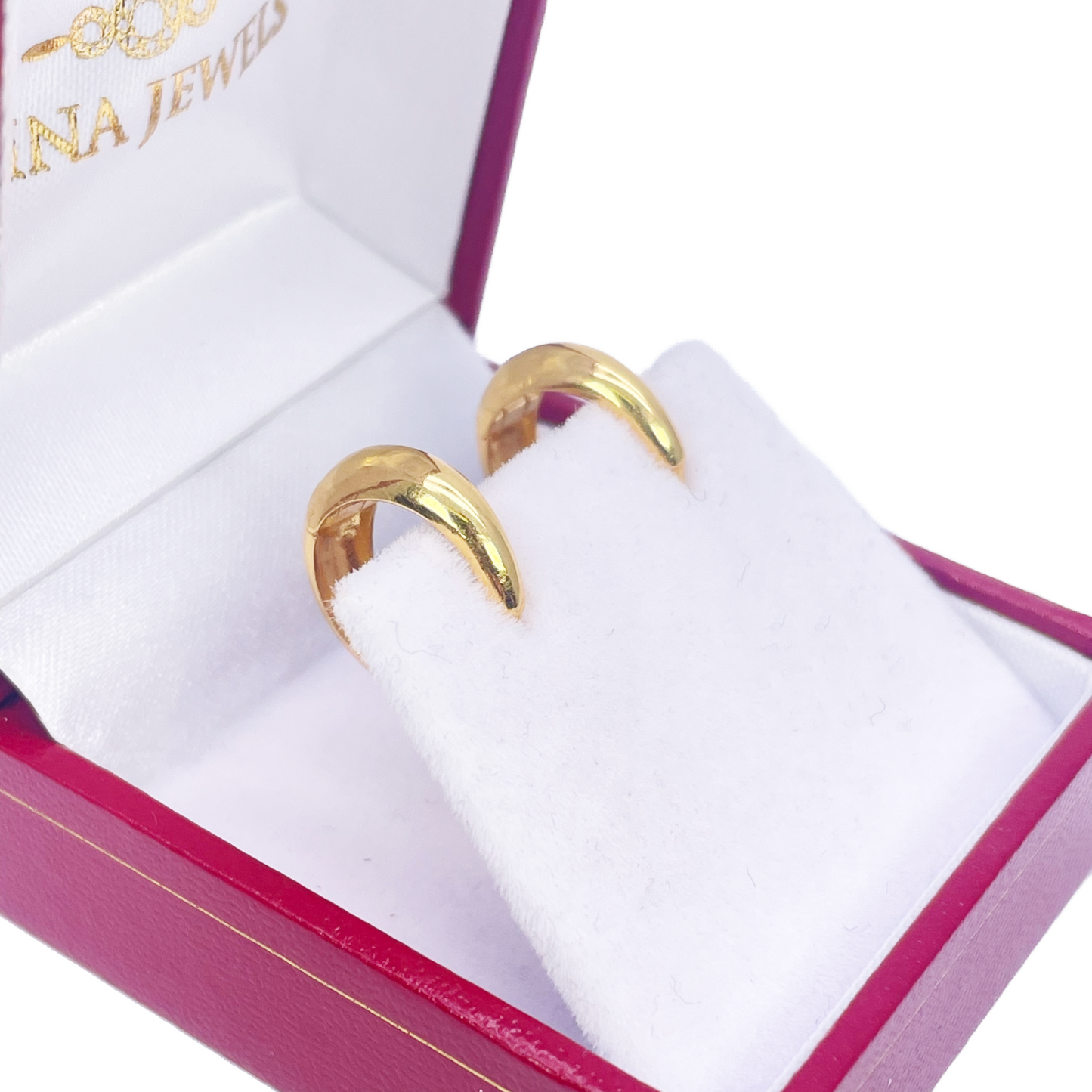 18 Karat Gelbgold, hochglanzpolierte gewölbte Creolen/Ohrringe, 10,8 mm Durchmesser
