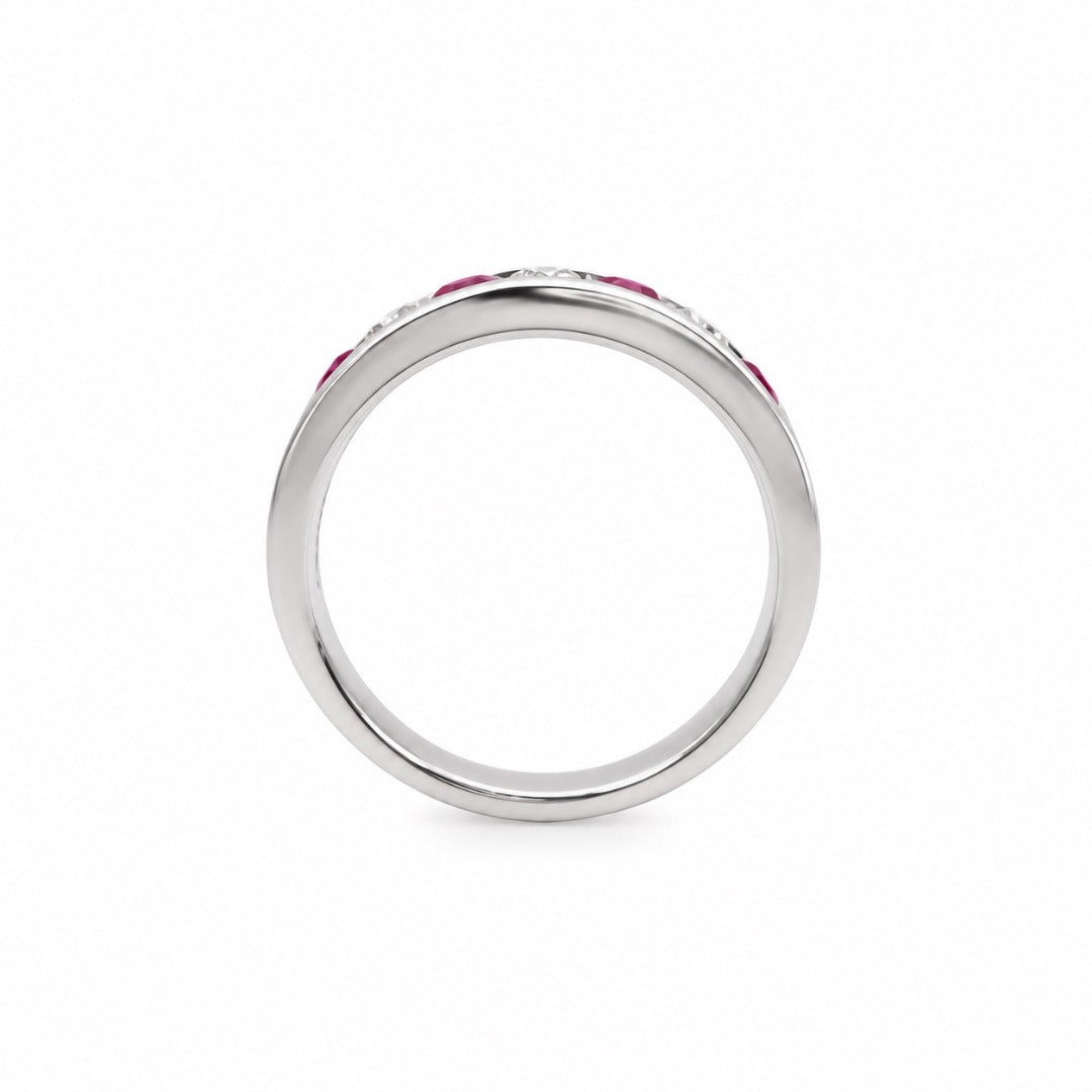 18ct White Gold Natural Ruby & Diamond Channel Band 0.85ct