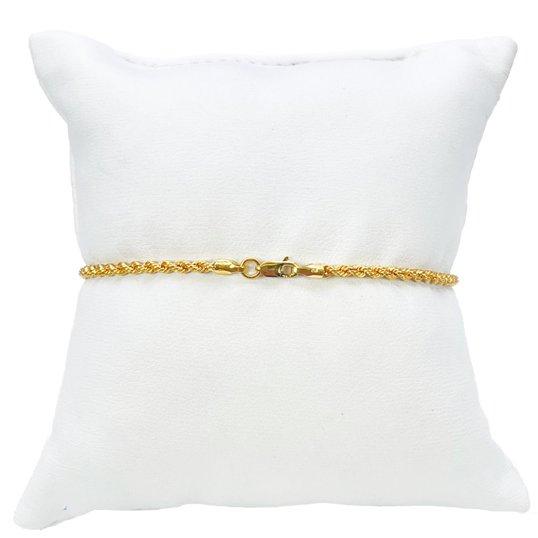 22 Karat Gold Seilkette Armband Leicht 7 Zoll 2,2 mm