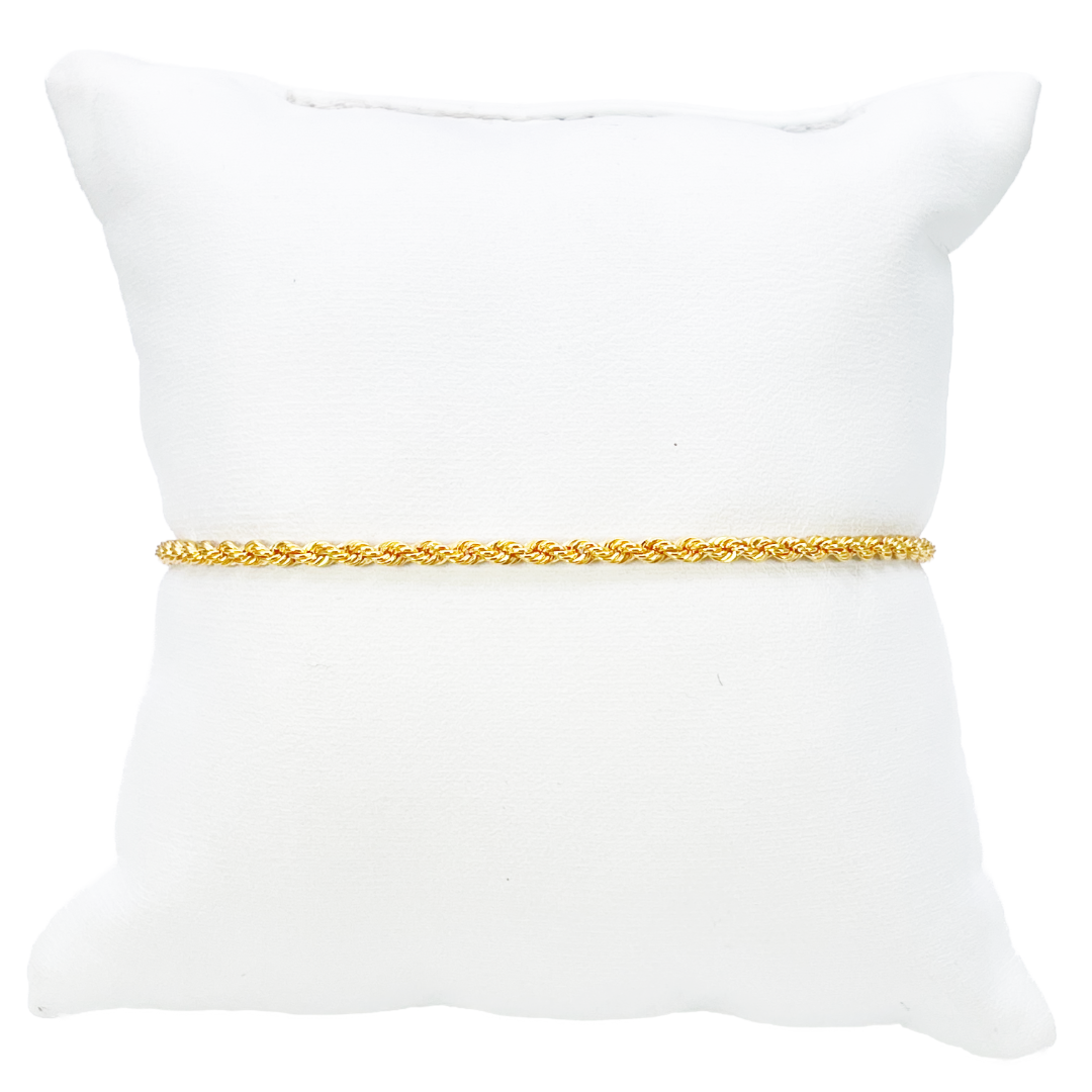 22 Karat Gold Seilkette Armband Leicht 7 Zoll 2,2 mm