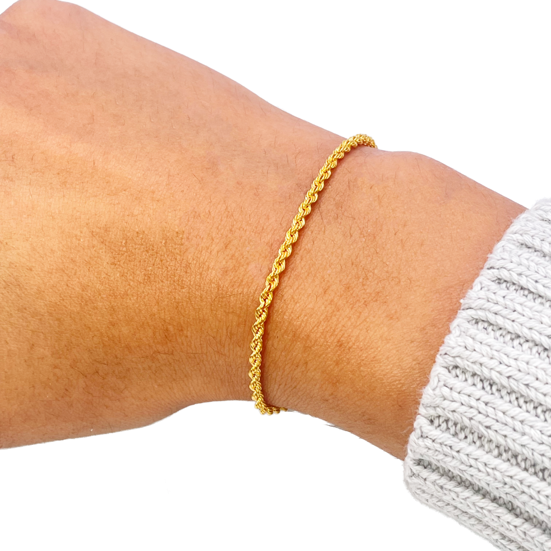 22 Karat Gold Seilkette Armband Leicht 7 Zoll 2,2 mm