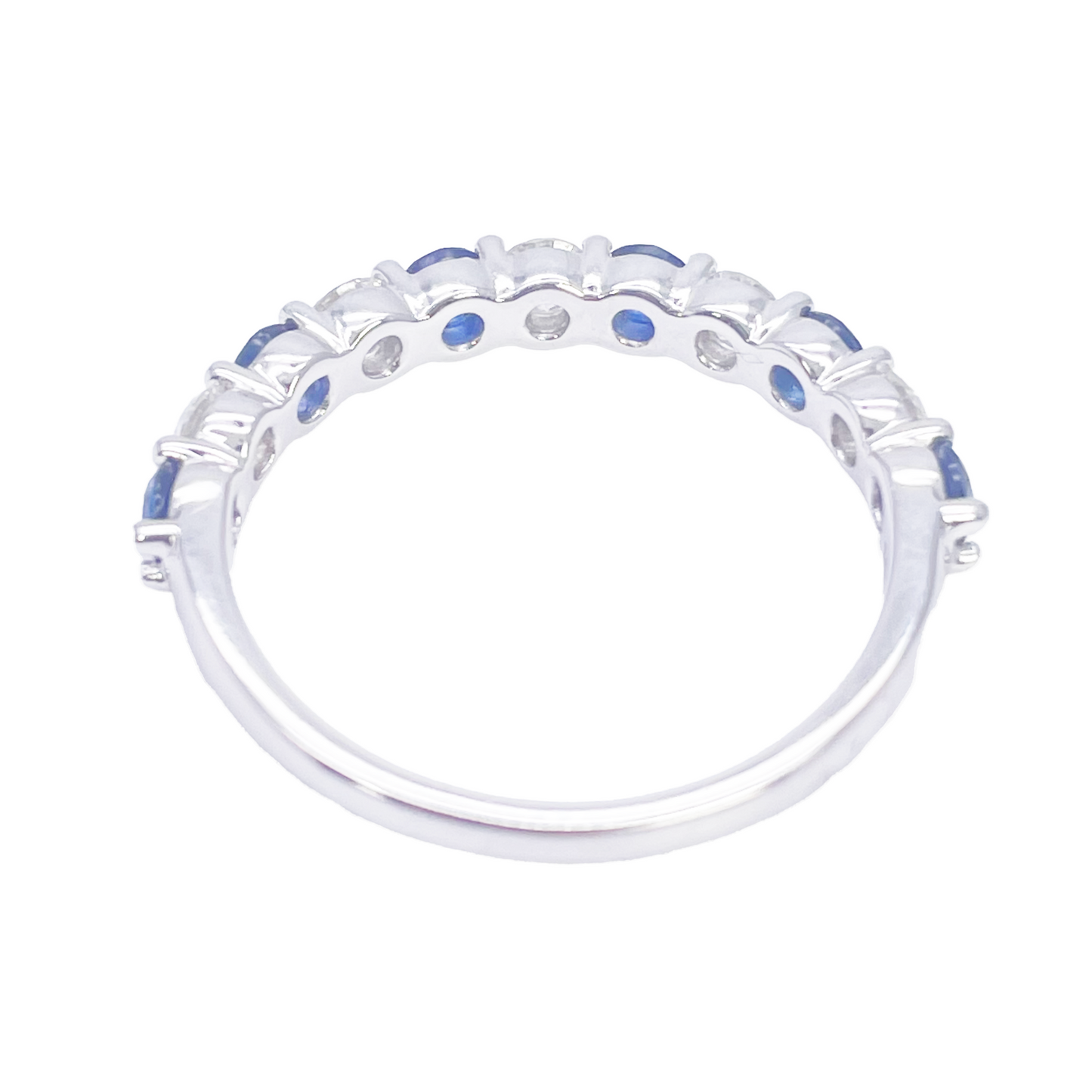 18 Karat Gold Ring mit natürlichen, runden Diamanten & Saphiren, halb Memory-Ring, stapelbar, 1.20 Karat