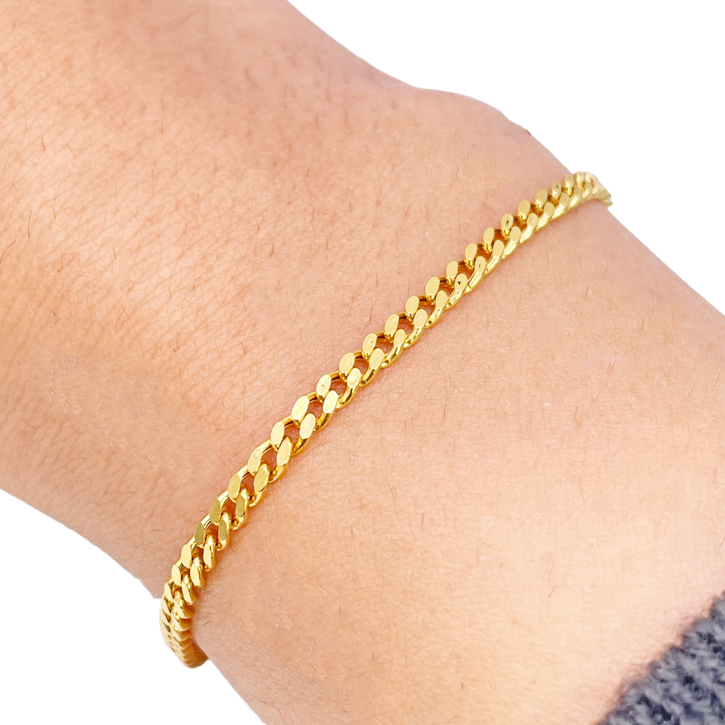 22 Karat Gold Panzerarmband Hochglanzpoliert Schlicht 6,8 Zoll