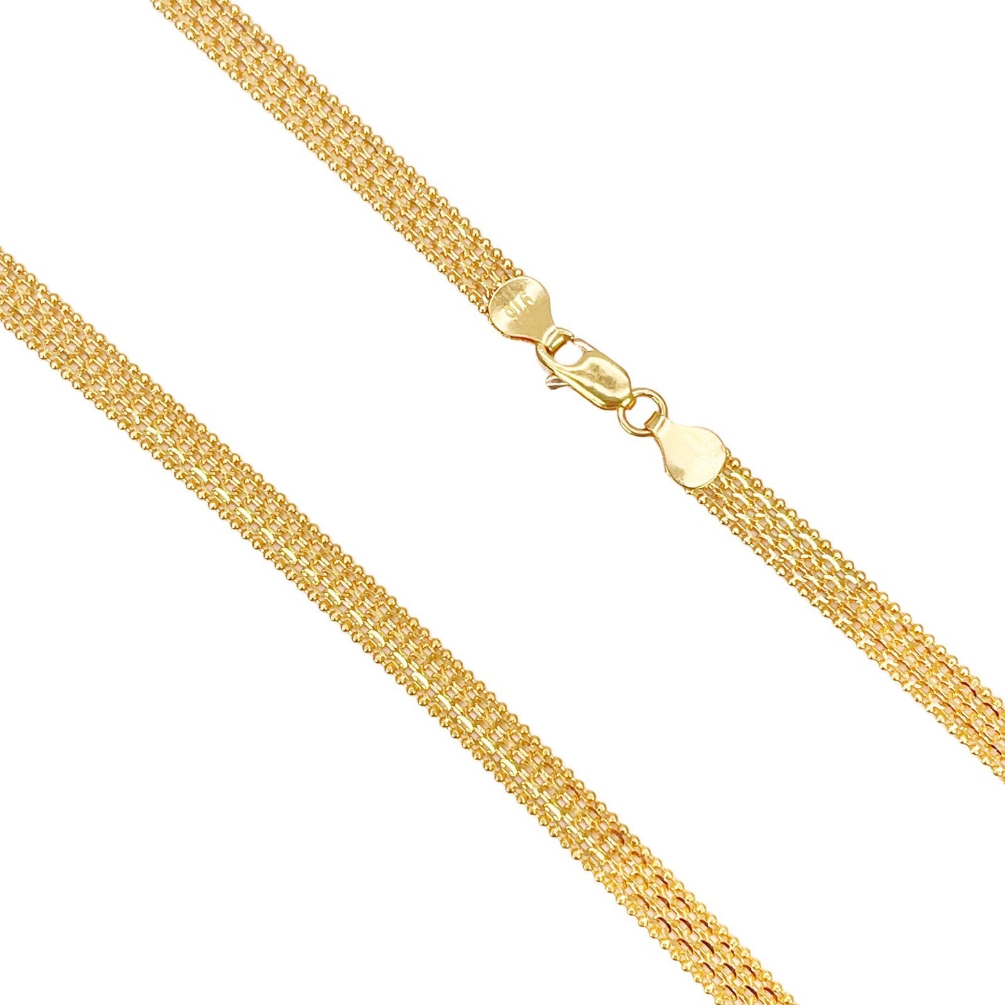 22ct Yellow Gold Flat Link Chain Necklace 18 Inches 5.2mm Width