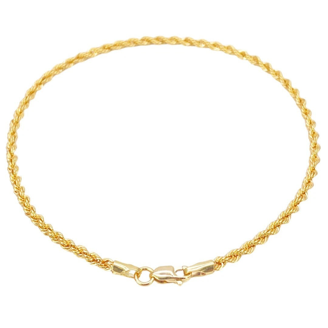 22ct Gold Rope Chain Childrens Bracelet Lightweight 5 Inches 2.2 mm