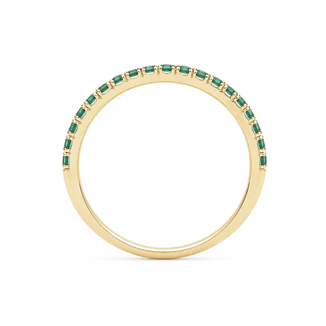 14ct Yellow Gold Natural Emerald Wishbone Ring Pave 0.19ct