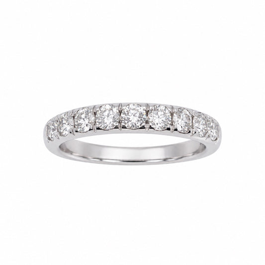 18ct White Gold Natural Diamond Half Eternity Ring Claw Set 0.71ct
