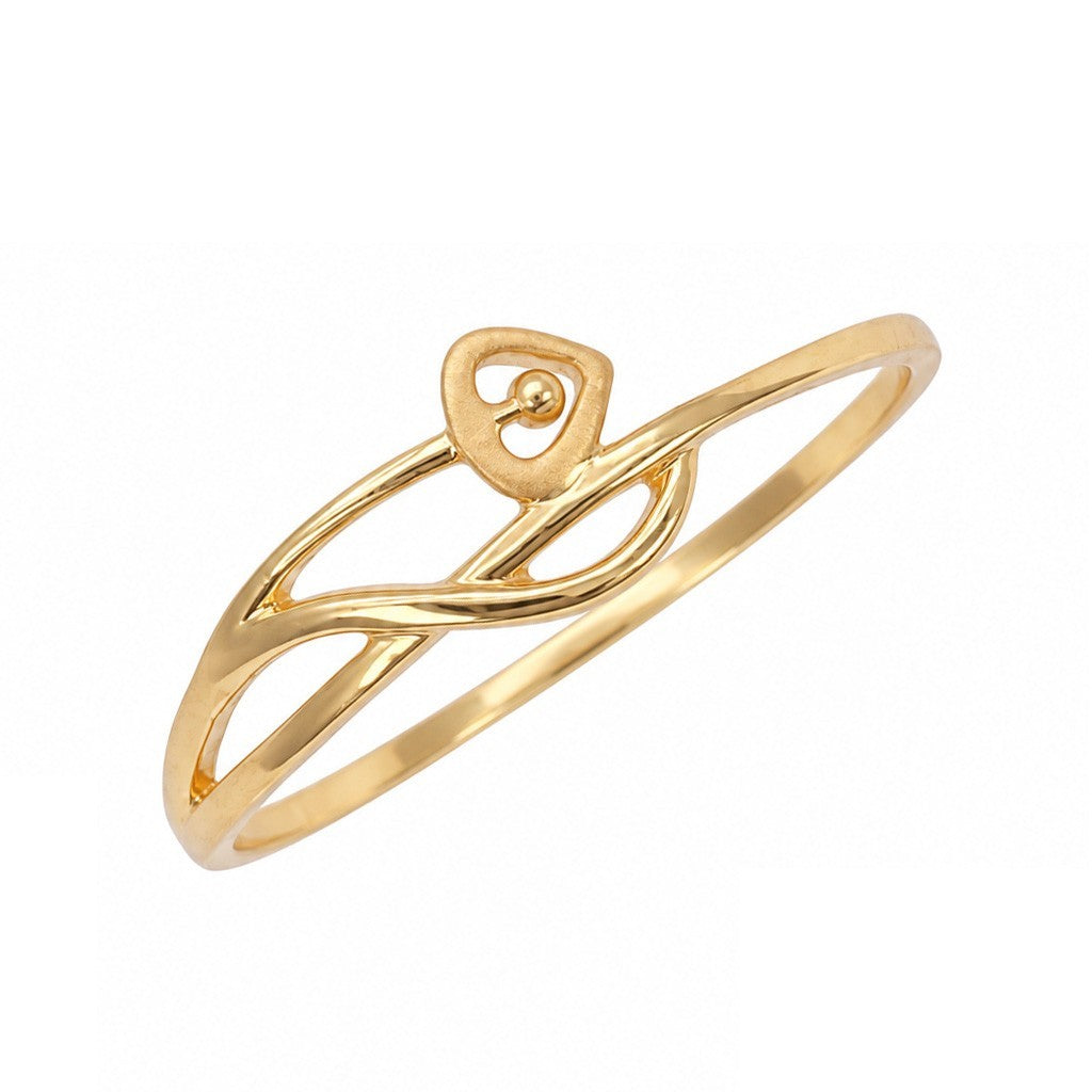 22ct Yellow Gold Heart Ring Intertwined Band Matt Polished
