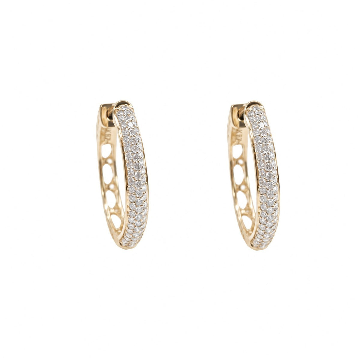 14ct Gold Diamond Hoops 0.60ct Natural Diamond Huggies Earrings 16.5mm Diameter