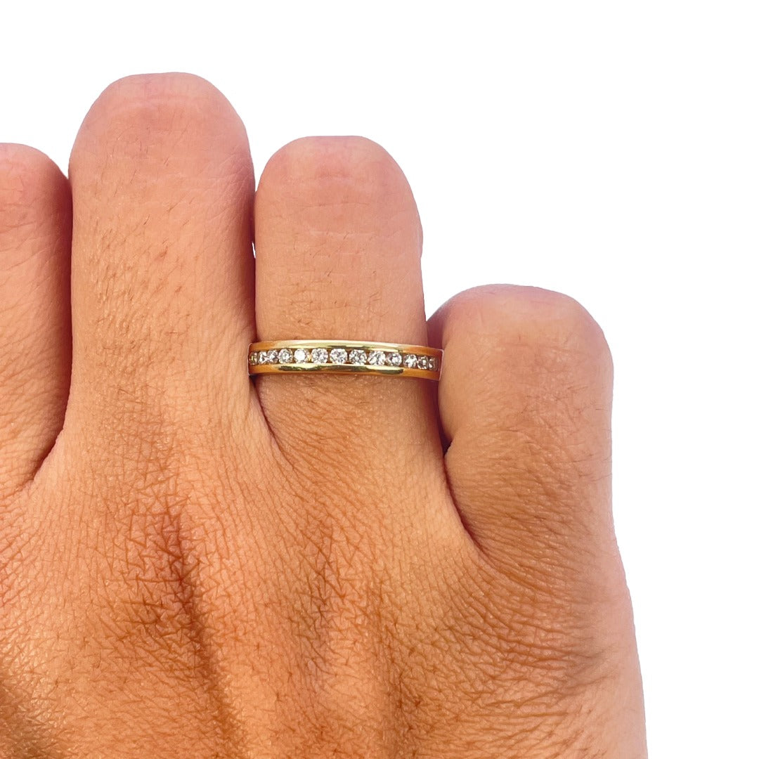 18ct Yellow Gold Natural Diamond Channel Set Half Eternity Ring 0.25ct