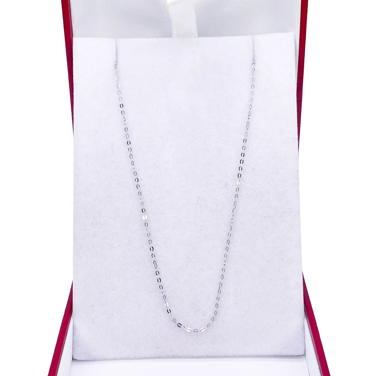 Platinum Cable Trace Link Chain Necklace 16 Inches 0.9mm Width 