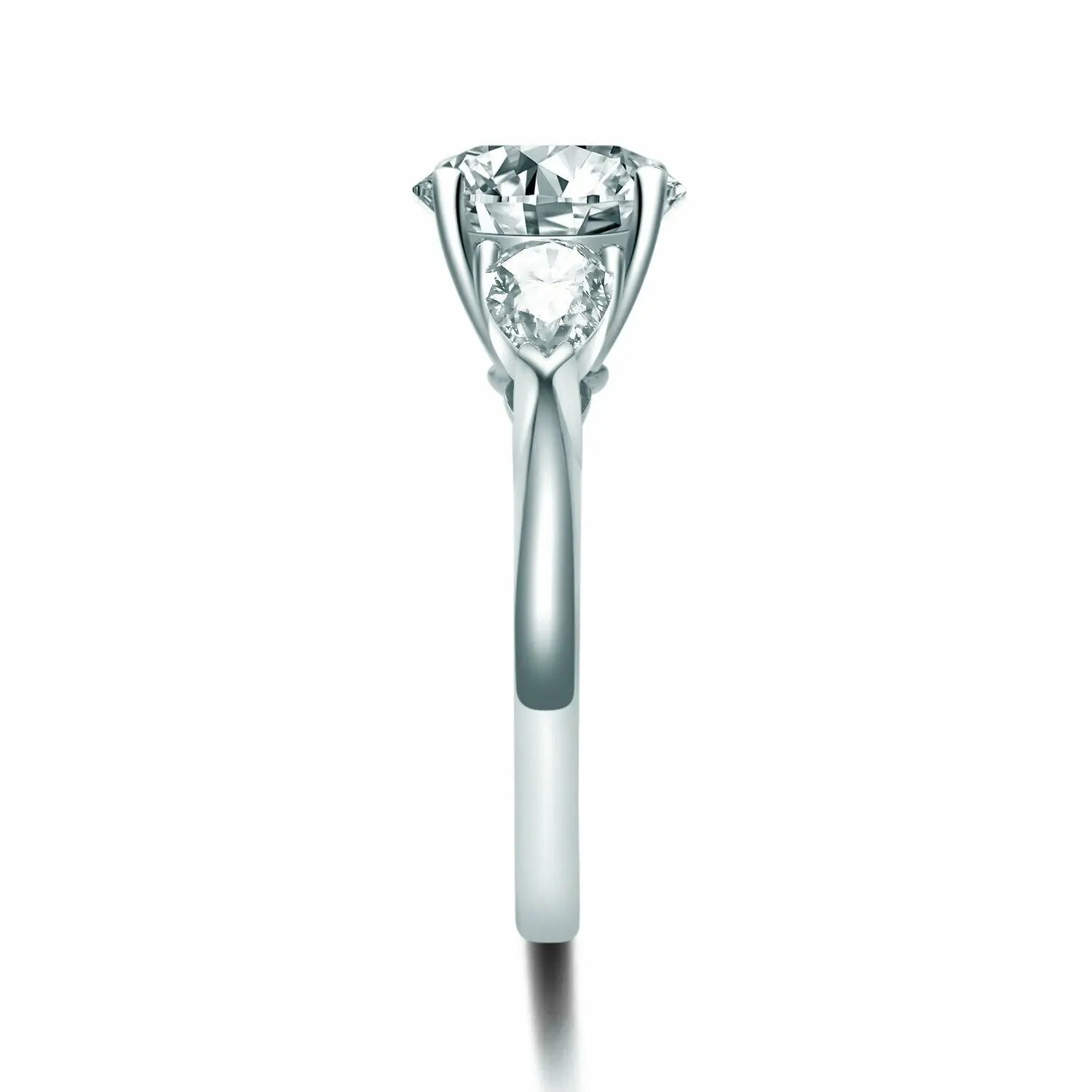 Platinum Round & Pear Natural Diamond Claw Set Trilogy Ring 1.25ct GIA Certified  Diamond Ring
