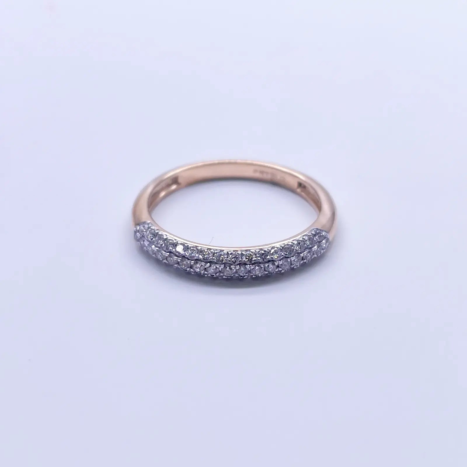 14ct Yellow Gold Diamond 3 Row Dome Shaped Pave Set Ring 0.34ct  Diamond Ring