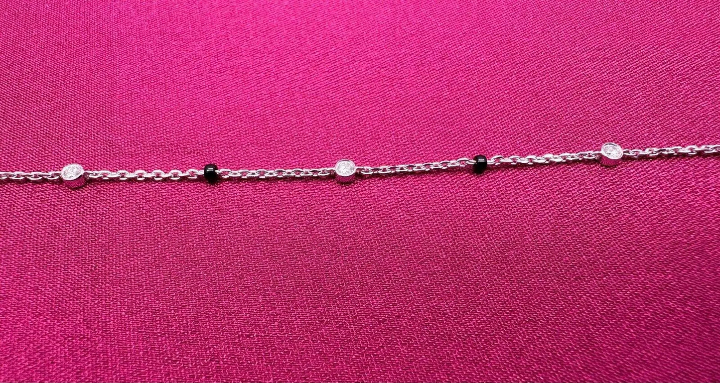 18ct White Gold Natural Diamond By Yard Mangalsutra Bracelet, 0.20ct 