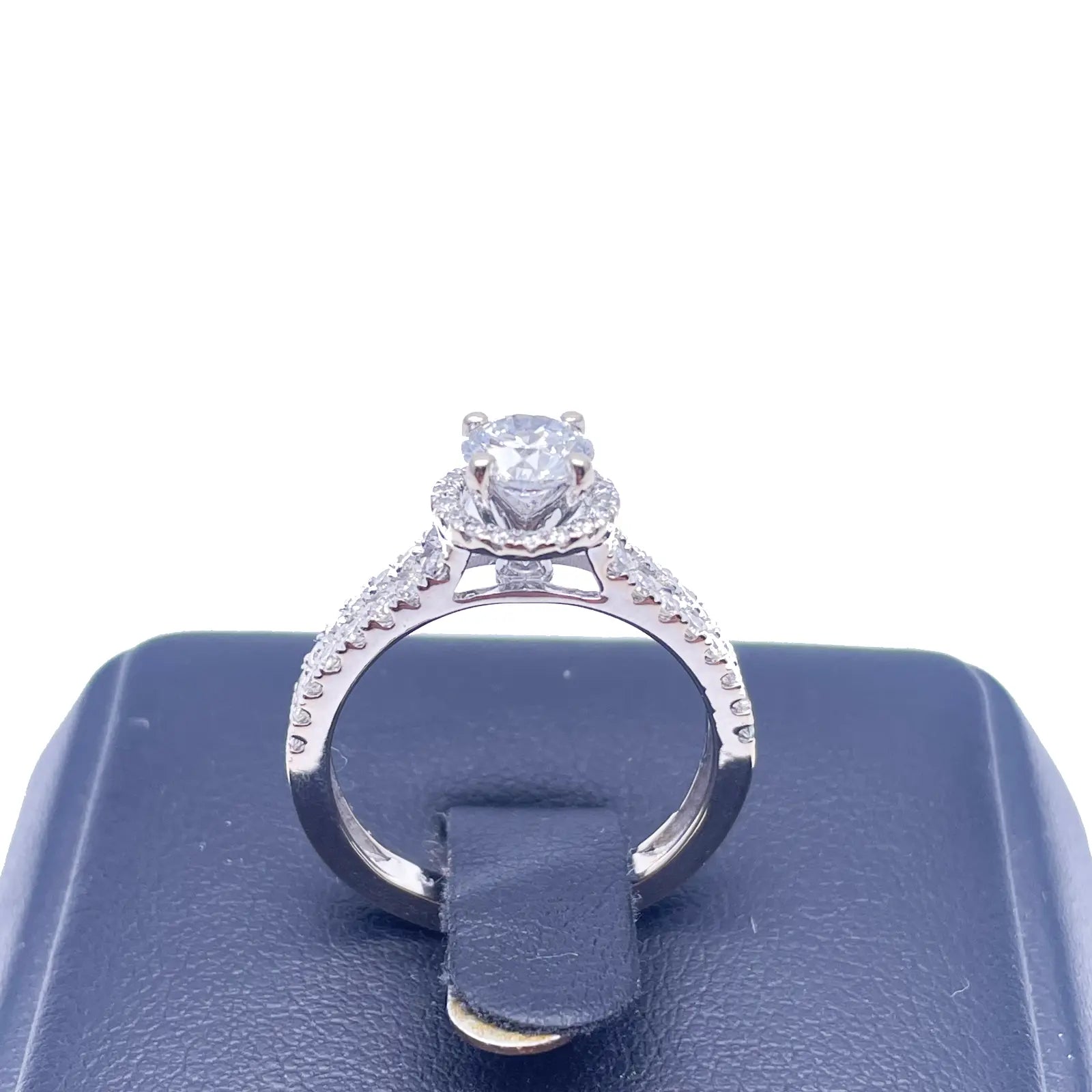 18ct White Gold Natural Round Diamond Halo Split Band Engagement Ring 1ct GIA  Diamond Ring