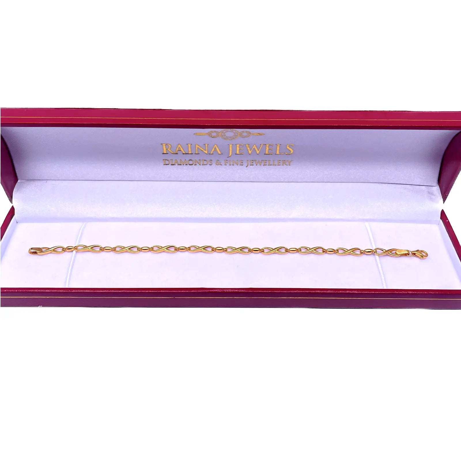 22ct Yellow Gold Flat High Polished Infinity Style Bracelet 7.2'' inches 