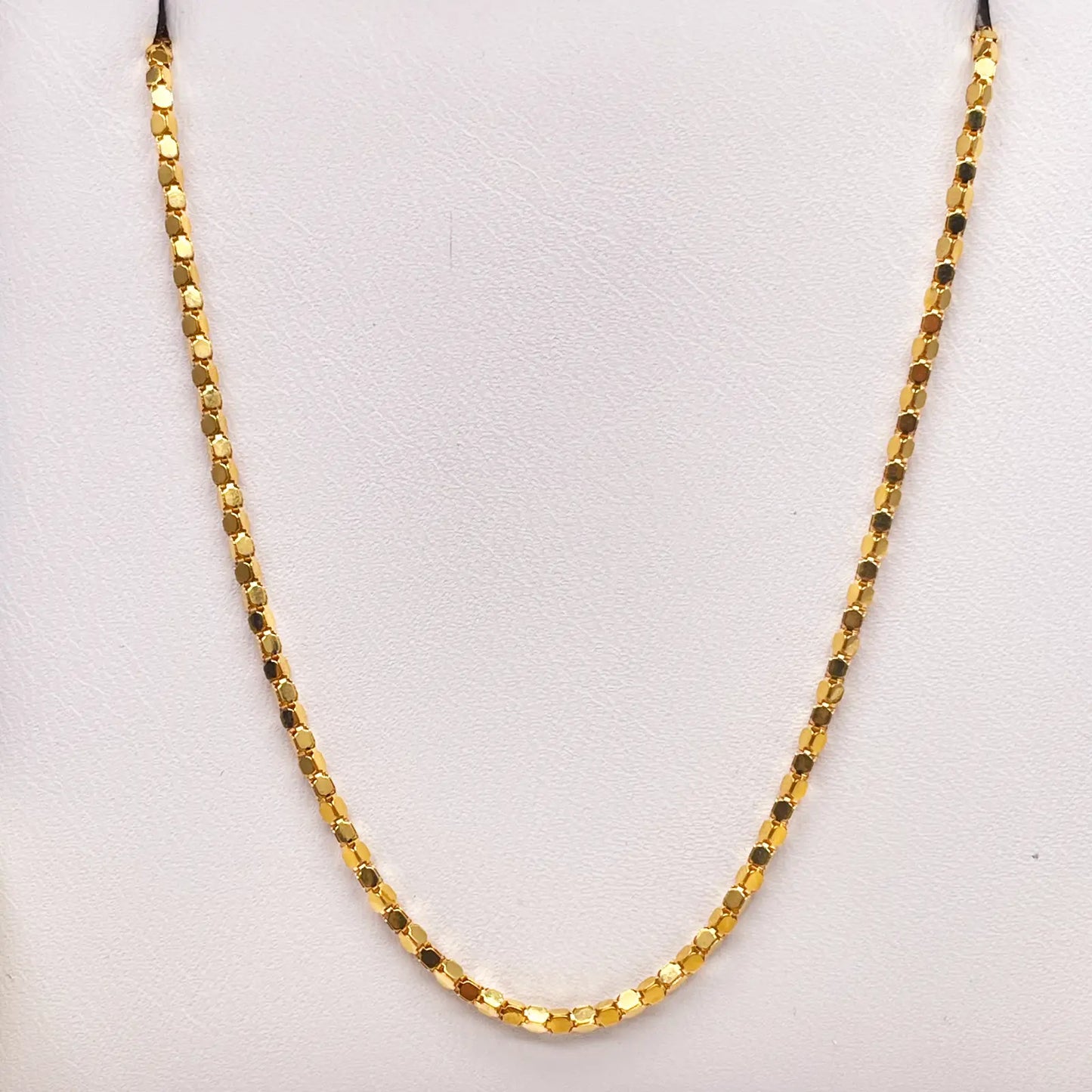 22ct Yellow Gold Shiny Hexagonal Linked High Polished Chain Necklace 16''inches 