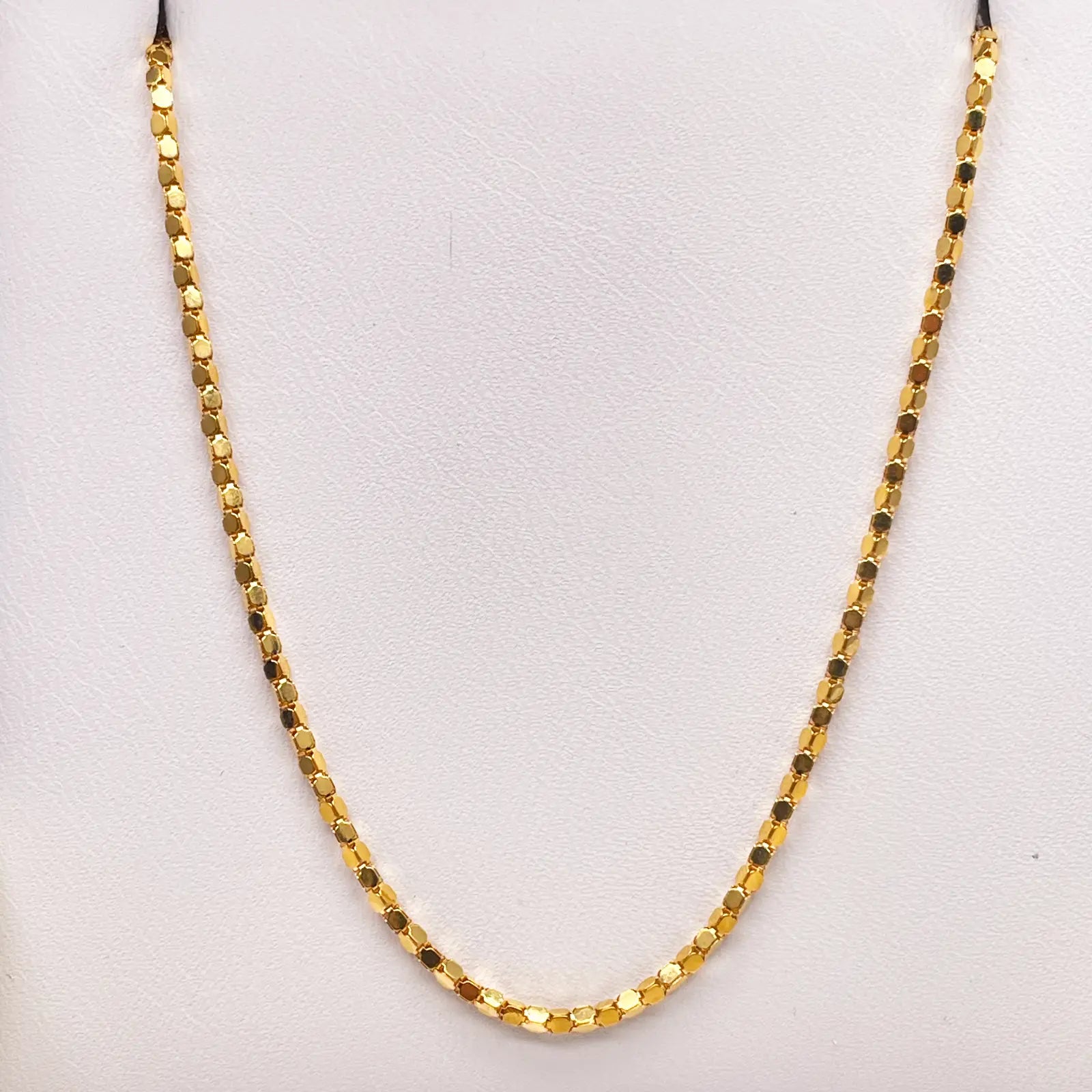 22ct Yellow Gold Shiny Hexagonal Linked High Polished Chain Necklace 16''inches 