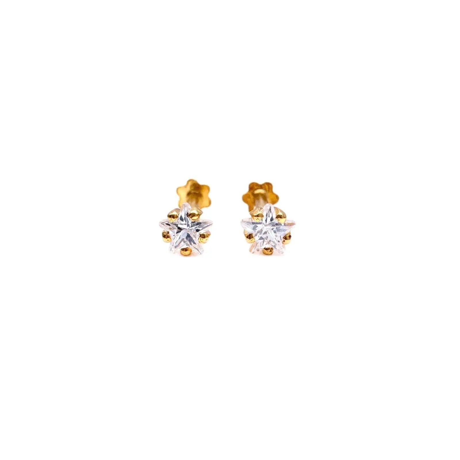 22ct Yellow Gold & Cubic Zirconia Children Stud Earrings Durable Steam 3.0-4.5MM 